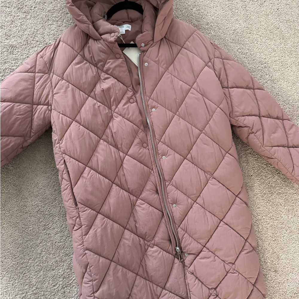 Mango Quilted Hooded Puffer Jacket - Mauve